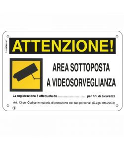 Cartello Area Videosorvegliata 30X 20 Plastica