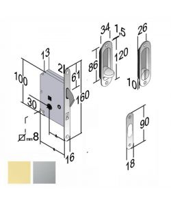 Serratura Inf.Legno Scorrevoli E50 Bagno Ol B2N Gb