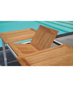 Moia Tavolo Allungabile Esterno - Bianco Opaco, Teak Naturale - 150-210x90 cm