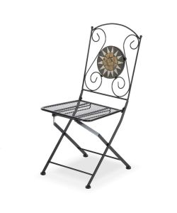 2 pz Sedia pieghevole richiudibile in ferro e mosaico per esterno  MUSA 06409 BLACK