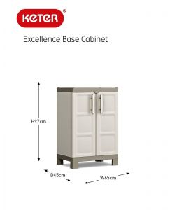 Keter Armadio Basso Excellence - Contenitore Salvaspazio 2 Ripiani - PVC - L 65 x P 45 x H 97 cm - Ideale per Terrazzo, Garage, Cucina, Bagno