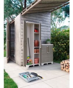 Keter Armadio Alto Wood Grain 68x39x182 cm - Armadio Multiuso Grigio