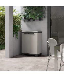 Keter Armadietto Raccolta Differenziata Planet Grigio e Nero - 68x39x92 cm - Facile Montaggio e Uso - Set Etichette Incluso
