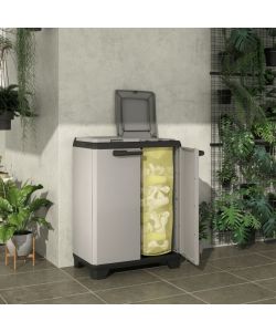 Keter Armadietto Raccolta Differenziata Planet Grigio e Nero - 68x39x92 cm - Facile Montaggio e Uso - Set Etichette Incluso