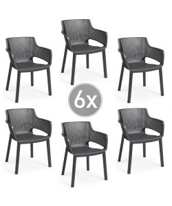 ELISA CHAIR - IMBALLO 6 PEZZI
- (6x) 61x54x79h - Smooth Finish/Mesh - 
Grafite Keter