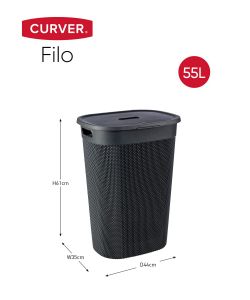 Keter Portabiancheria Filo Traforato Grigio Scuro 55L - 44x35x61 cm