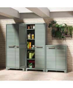 Keter Armadietto Esterno Planet Grigio Giada - 4 Ripiani Regolabili - 80x44x182 cm