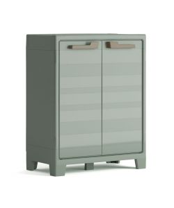 Keter Armadietto Basso Esterno Planet Grigio Giada - 80x44x100 cm - 2 Ripiani Regolabili - Sicurezza e Design Pratico