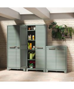 Keter Armadietto Basso Esterno Planet Grigio Giada - 80x44x100 cm - 2 Ripiani Regolabili - Sicurezza e Design Pratico