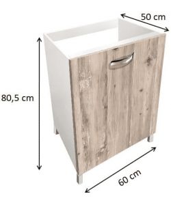 MABEL Mobile Sottolavello Cucina 60 cm Node 1 Anta Bianco Antigraffio