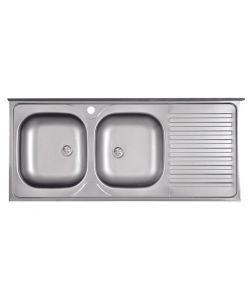 Lavello da Cucina Inox 50x120 cm 2 Vasche a Sinistra con Gocciolatoio