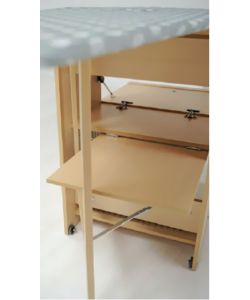 Foppapedretti Asse da Stiro Lostiro Naturale 149x55 cm con Ruote e Ripiani