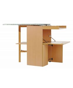 Foppapedretti Asse da Stiro Lostiro Naturale 149x55 cm con Ruote e Ripiani