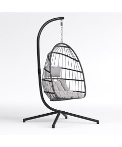 Dondolo Ovetto Antracite con Cuscino Grigio Chiaro 132x132 cm