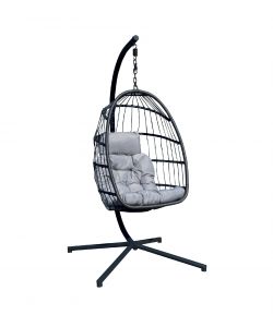 Dondolo Ovetto Antracite con Cuscino Grigio Chiaro 132x132 cm