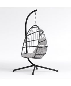 Dondolo Ovetto Antracite con Cuscino Grigio Chiaro 132x132 cm