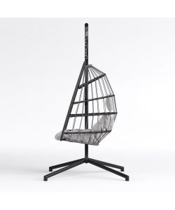 Dondolo Ovetto Antracite con Cuscino Grigio Chiaro 132x132 cm