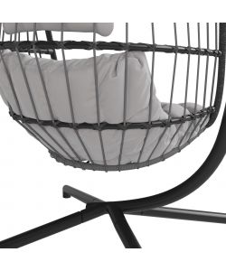 Dondolo Ovetto Antracite con Cuscino Grigio Chiaro 132x132 cm