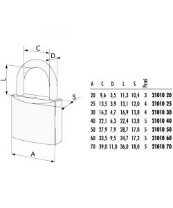 Lucchetto in ottone mm 25 21010 Cisa LL