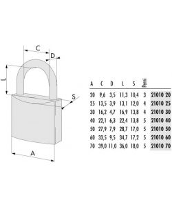 Lucchetto Ottone Mm 70 21010 Cisa Ll