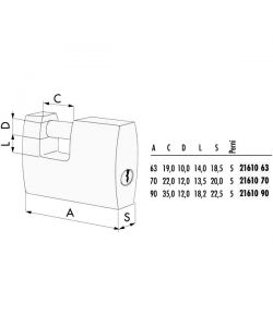 Lucchetto in ottone mm 90 per serrande 21610 Cisa LL