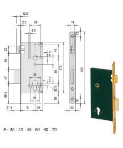 Serratura Infilare per Legno 5C631-70-0 Cisa
