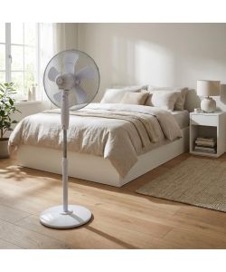 Innoliving Ventilatore Piantana Bianco d. 40 cm 55W 5 Pale Altezza Regolabile