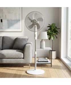 Innoliving Ventilatore Piantana Bianco d. 40 cm 55W 5 Pale Altezza Regolabile