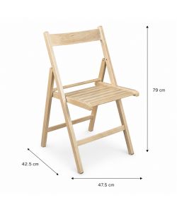 Sedia Pieghevole in Legno di Faggio Colore Naturale 79 cm