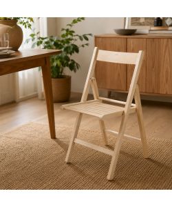 Sedia Pieghevole in Legno di Faggio Colore Naturale 79 cm