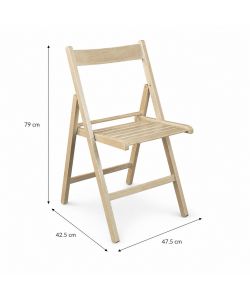 Sedia Pieghevole in Legno di Faggio Colore Naturale 79 cm