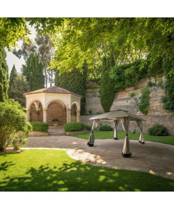 Gazebo in Acciaio e Poliestere - Beige - 3x3 Metri