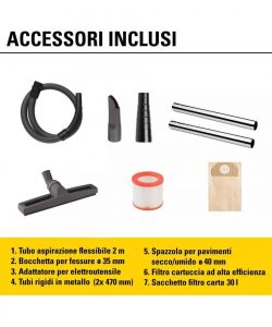 Stanley Aspiratore solidi e liquidi 30L 1600W Giallo Nero Fusto inox