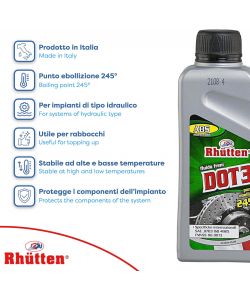 Rhütten Liquido Freni DOT 3 250ml - Fluido per Sistemi Idraulici