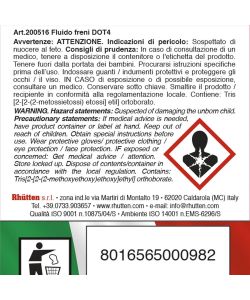 Rhütten Liquido Freni DOT 4 250ml - Fluido per Impianti Idraulici