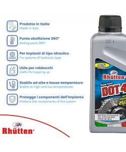 Rhütten Liquido Freni DOT 4 250ml - Fluido per Impianti Idraulici