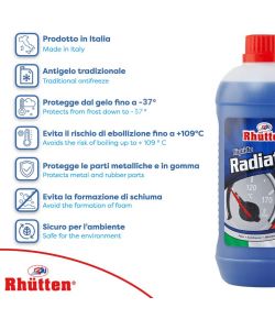 Rhütten Liquido Radiatori Antigelo Blu 1L - Permanenti Glicole Etilenico