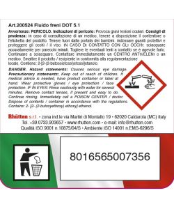 Rhütten Fluido Freni DOT 5.1 250 ml - Liquido per Sistemi Idraulici