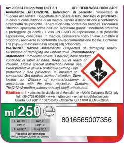 Rhütten Fluido Freni DOT 5.1 250 ml - Liquido per Sistemi Idraulici