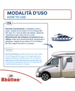 Rhütten Liquido WC Camper Akqua Blu 2L - Disgregante Acque Nere