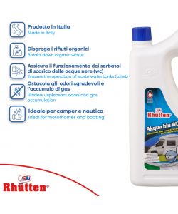 Rhütten Liquido WC Camper Akqua Blu 2L - Disgregante Acque Nere