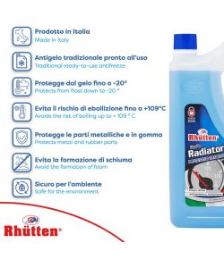 Rhütten Liquido Radiatori Antigelo Blu 2L -20°C Glicole Etilenico