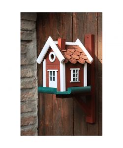 Nido per Uccellini Legno Conifera Rosso 25x25x28 cm Fissaggio Parete