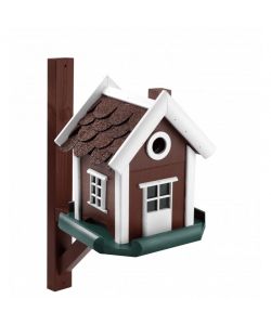 Nido per Uccellini Legno Conifera Rosso 25x25x28 cm Fissaggio Parete
