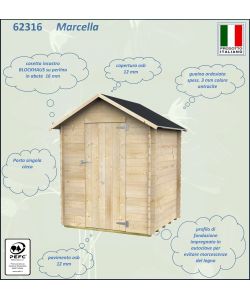 Alce Casetta in Legno Blockhaus Marcella - Con pavimento - Naturale - 146x130x185 cm