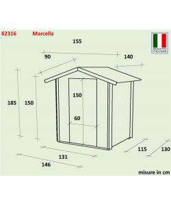 Alce Casetta in Legno Blockhaus Marcella - Con pavimento - Naturale - 146x130x185 cm