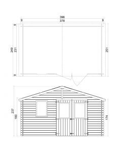 Michelle Casetta BH25 TW Legno Abete 396x249 cm PEFC Finestrata Nera