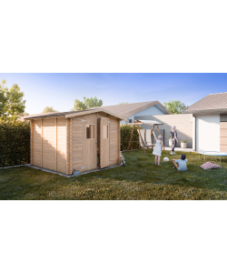 Casetta Iris Bh25 249x249 cm in Legno Abete Naturale con Porta Doppia