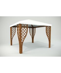 Alce Gazebo Calice Pocket 300x300 cm Legno Noce Copertura PVC Bianco