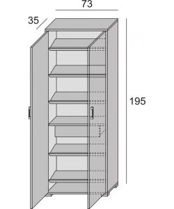Terraneo Armadio Multiuso Bianco con 2 Ante e Cassetto - 72x37x195 cm